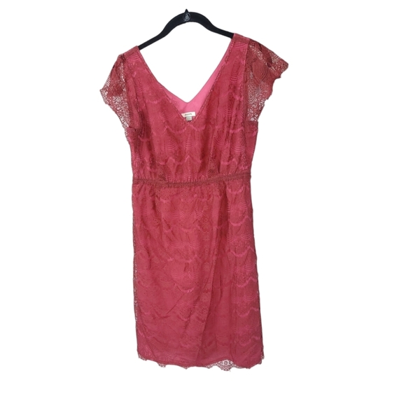 FOSSIL XS Penny Lace Overlay Mini Dress Wine Red Femine Romantic - Picture 4 of 13